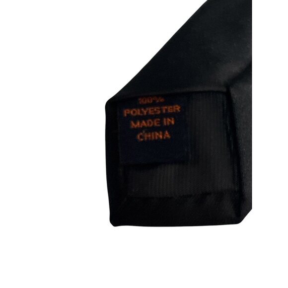 Egara Black Solid Polyester Tie Mens Formal Wear Accessory - Picture 5 of 5